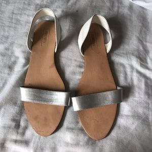 Silver and white sandals